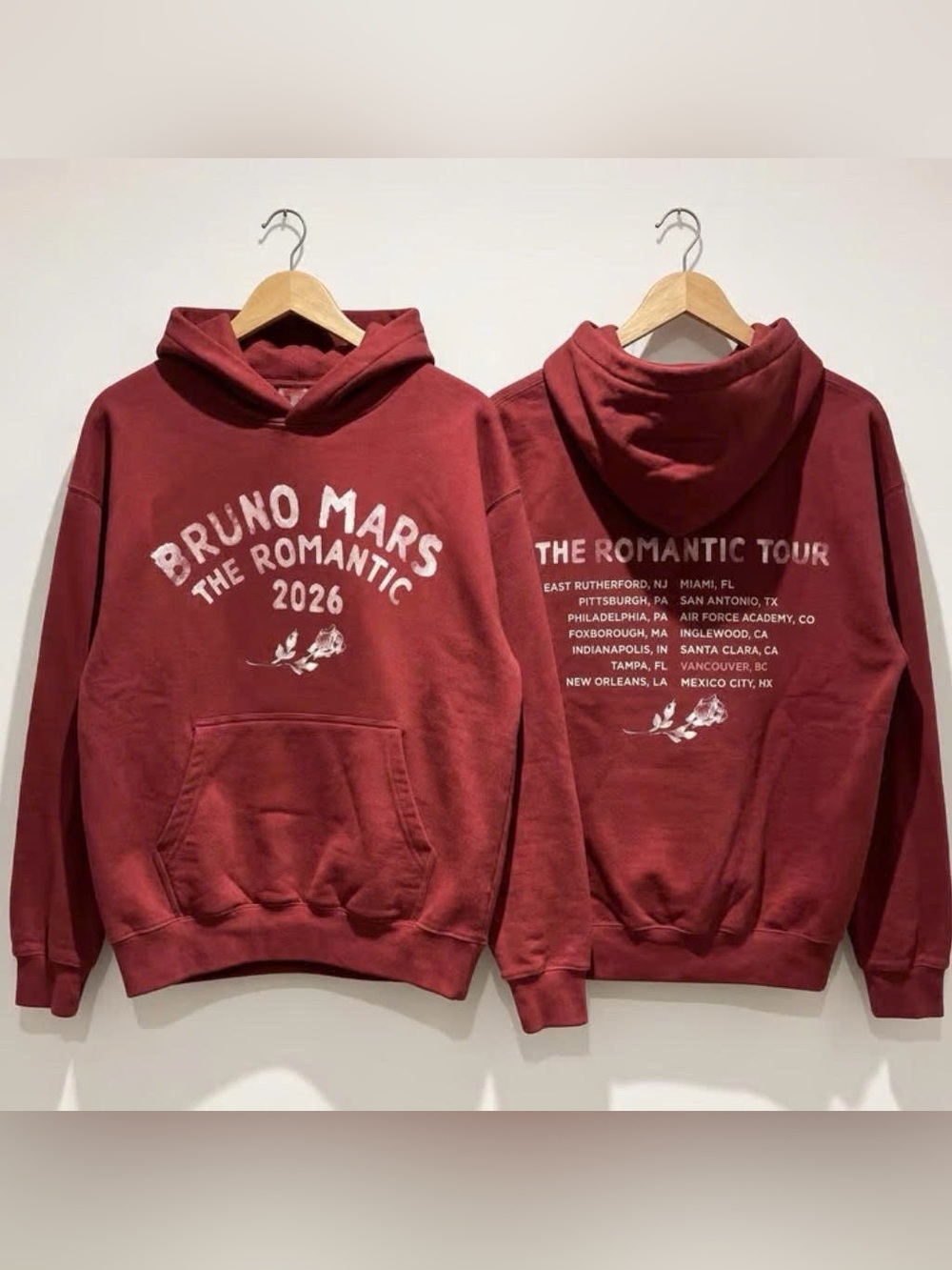 Vintage The Romantic Tour 2026 Burgundy Hooded Sweatshirt